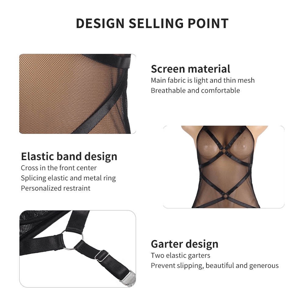 Siren Mesh Garter Babydoll - Yeahcir