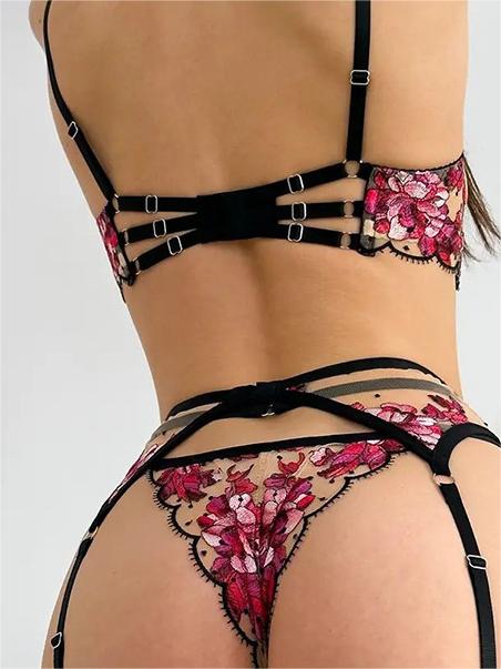 Floral Sheer Lace Lingerie Set